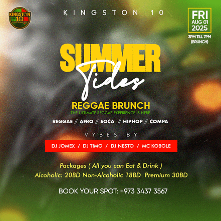 Summer Tides Reggae Brunch at Kingston10 – Brunches OHHE.com Special Offers, Deals & Discounts